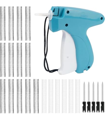 HOUSE DAY Pistola Per Etichettatura Per Abbigliamento, Mini Pistola Per Punto Fine, Fissatore Rapido Per Indumenti Da Cucire Con 2 Aghi, 1320 Nero E 1320 Micro Chiusure Bianche