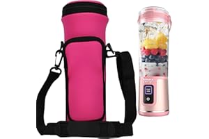 AMERBTECH Housse de rangement portable pour blender avec bandoulière - Sac entièrement enveloppant compatible avec Ninja 18oz Blast Portable Blender BC151NV/BC151BK/BC51NV/BC151CR/BC151EM (Rouge rosé)