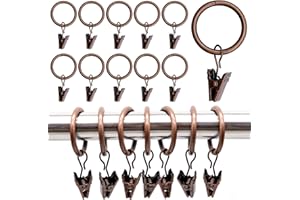 LTHERMELK Paquete de 40 anillos de cortina con clip, clip de cortina resistente, clips de latón antiguo, ganchos de cortina para decoración del hogar, resistente al óxido, vintage, se adapta a barras de cortina