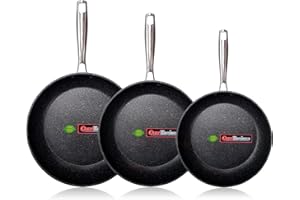 WECOOK! WECOOK EcoChef Titanio Set di 3 padelle 20-24-28 cm alluminio forgiato, induzione, 5 strati antiaderenti senza PFOA, lavabile in lavastoviglie, adatto per tutte le cucine, vetroceramica, a gas