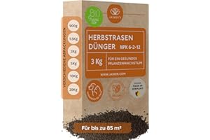 Bio Herbstdünger Rasen 3 Kg ca. 75m² - 100% tierfreundlich Herbstrasendünger - Langzeitdünger Herbstdünger Rasen - Organischer Herbst Rasendünger mit viel Kalium - Herbst-Rasendünger