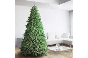 BAKAJI Albero di Natale Super Folto New (TF) Verde Ecologico PVC, Base a Croce in Ferro, Rami innesto ad uncino, Aghi Anti Caduta, Foltissimo (210 cm (1038 rami))