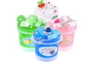 LAWOHO Slime Clear da 4 pezzi, Cubetto di Gelatina Melma Croccante Scintillante da 200 ml, Bomboniera per Bambini, Compleanno, Pasqua, Natale, Regalo di Capodanno per Ragazze e Ragazzi dai 6 7 8 9 10+, 922