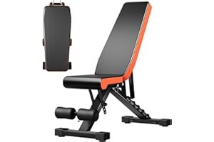Panana Foldable Weight Bench, Adjustable Strength Training Fitness Benches, Utility Bench Incline Decline Full Body Workout Weights Bench for Home Gym