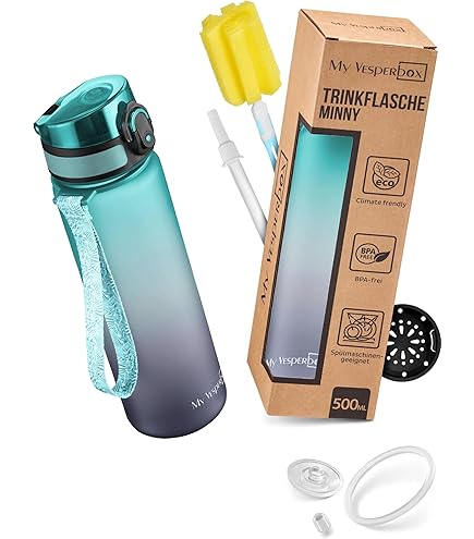 Gourde Sport 1 Litre, Bouteille D'eau Sport Avec Paille, Étanche Gourde Motivation Avec Marqueur Temps, Grande Bouteilles - Sport