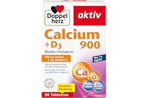 ‎DOPPELHERZ Doppelherz Calcium 900 + D3 + Biotin + Folsäure – Calcium leistet einen Beitrag zum normalen Knochenerhalt und zur normalen Muskelfunktion – 80 Tabletten