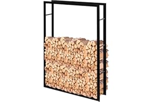 Laneetal Kaminholzregal Innen Außen, 150x100x25 cm, Brennholzregal aus Metall, Holzstapelhilfe, Holzunterstand, Brennholzlager, Kaminholzständer, Holzlager, für Kaminholz Brennholz, schwarz