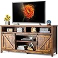 CASART TV Stand Cabinet for 65 Inch TVs, 150cm Wooden Console Table TV Unit with Sliding Barn Doors, Adjustable Shelf & Cable Holes, Media Entertainment Center for Living Room Bedroom (Rustic Brown)