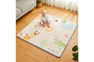 tinyfluffy Alfombra Bebe Acolchada Plegable -130x130 2 cm grosor, Colchoneta Bebe Suelo, Alfombra Bebe Acolchada, Suelo Bebes Acolchado, Tapete Actividades Bebe, Manta Actividades Bebe