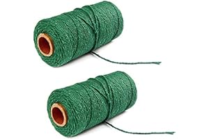 SRICAM Pack of 2 Gardening Twine, 100 M x 2 MM Twine Garden String Color Packaging Rope Gift Rope Craft String for DIY Handicraft Decoration Binding(Green)