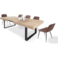 Table à Manger Extensible Casabel - Plateau 160-200 Cm, Style Industriel Bois Et Noir, 6-8 Personnes, Pieds Métal - 5