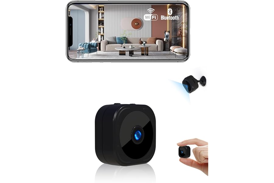 AOBOCAM Mini Indoor WiFi Camera, 1080P Surveillance Camera, Night Vision, Motion Detection, Remote Control with App (Black 1)