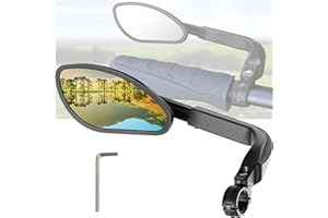 YUEMING Bike Mirror Left, Handlebar Bike Mirror, Retractable Bicycle Rear View Mirror, 360°Adjustable Bicycle Rearview Mirror for Handlebar 21-26mm for Mountain Road Bike Scooter Motocycle