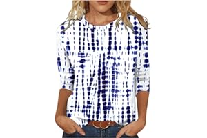 SHZFGUI T-Shirt Femmes Tendance Imprimée T Shirt Souple Comfy Été Col Ron Chemise Femme Coton Manche 3/4 Sport