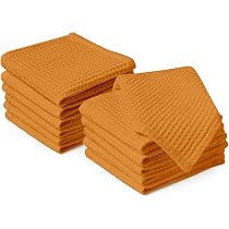 Torchons De Cuisine Coton Gaufré | Lot De 12 | 30x30cm | Ultra Absorbants | Lavable En Machine | Noir