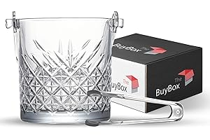 GOSOYO Cubitera de Hielo de Vidrio con Mango y Pinzas, Cubiteras para Botellas, Juego de Cubos de Vidrio, Cubo de Champán, Vino, Cerveza, Cubos para Rakı, Whisky, Barbacoas, Fiestas, Bares, Clubes 1.1Lt