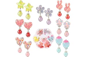 Hifot boucle oreille clip Enfants 7 Paires, Petites Filles Princesse clous oreilles set, Pretend Play Dress up Cadeau Fille Accessoire fête