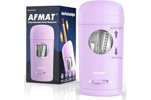 AFMAT Fully Automatic Electric Pencil Sharpener for φ7-8 mm Colored Pencils, Rechargeable Hands-Free Pencil Sharpener with Container, Auto in & Out, Portable&Safe for School, Home, Office, Purple