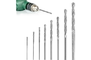 KLINNA 8-Piece Diamond Drill Bit & Glass Drill Set, 0.8 to 3 mm Spiral Drill Bit with Diamond Tip for Glass, Metal, Shells, Jade, Beads and the Making of Fine Jewellery