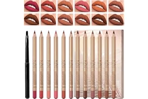 ANMAHE 12pcs Lip Liners Set,Matte Lipstick Lip Liner Pencil,Longwear Smooth Lip Pencil,Smooth and Long-Lasting Lip Pencil Liner,Creamy Lip Liner,High Pigmented Waterproof Natural Lip Makeup