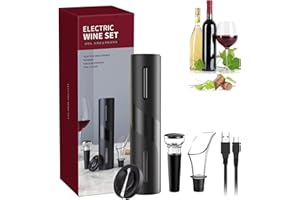 ELECTRONICSSHOP6 Cavatappi elettrico per vino elettrico, automatico, ricaricabile con USB, Kit vino 5 in 1 con cavo di ricarica USB, Tagliapasta Stagnola, Tappo Vino sottovuoto riutilizzabile e Versatore.