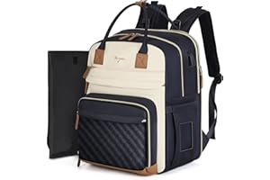 Tonyeee Wickelrucksack Rucksack 25-37L Erweiterbares Große Wickeltasche mit Wickelauflage & Kinderwagengurten,Reise-Rucksack Windeltasche,Mommy Bag,Schwarze Aprikose