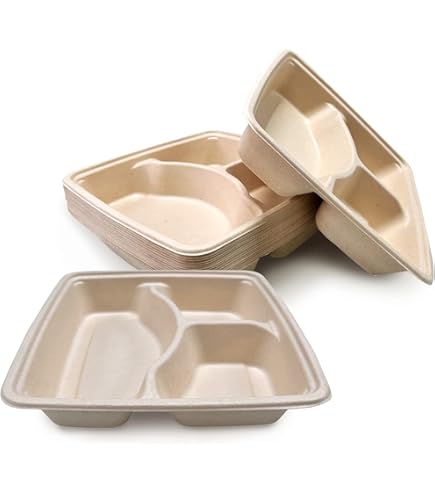 Boîtes Alimentaires Jetables En Canne à Sucre - Lot De 50 - Écologiques, Micro-ondables, Pour Plats à Emporter
