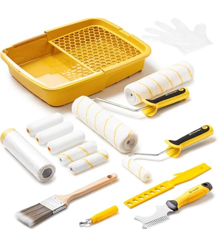 Kit De Rouleau De Peinture 9 Pouces – Avec Pinceau Et Accessoires, SODIAL, Pour Murs Et Plafonds