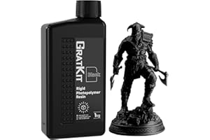 Resina Rigida GratKit 8K, Resina per Stampante 3D, Resina Fotopolimerica a Polimerizzazione UV 405nm, Basso Odore, Alta Precisione, Stampante 3D Compatibile 2K/4K/6K/8K/10K, 1000 g, Nero