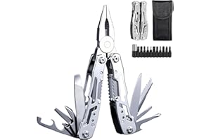 YAASIER Alicates Multiusos, Multiherramienta 25 en 1 con Bolsa, Navaja Multiusos Supervivencia Herramienta Multiusos para Camping Reparación Senderismo