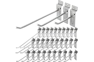 GBACHOOSE 48Pcs Slatwall Metal Display Hooks (16 Each - 4", 6", 8"), Heavy Duty Panel Hooks for Garage Shop Retail Display, Commercial Grade Silver