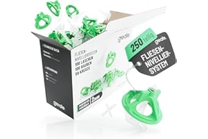 greate Sistema di livellatori per piastrelle da 250 Pezzi 2mm - Set per la Posa con 100 Clips, 100 Cappucci a Vite e 50 Crocette per piastrellisti - distanziatori per piastrelle 2 mm