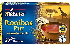‎MEßMER Meßmer Rooibos pur Tee | 20 Teebeutel | Vegan | Glutenfrei | Laktosefrei | Von Natur aus koffeinfrei