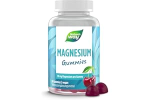 ‎NATURE'S WAY Magnesium Gummies hochdosiert - 180mg Magnesium für Kinder & Erwachsene aus Magnesiumcitrat für Muskeln und Nerven - laborgeprüft vegan Alternative zu Kapseln & Tabletten - 60 Stk hochdosiert