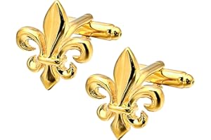 COOLMETALJACKET Bouton de Manchette Fleur de Lys Doré | Boutons de Manchette Classique et Elégant | Cadeau Chemise de Mariage pour Homme | Accessoires Hommes Design | Manches Mousquetaire Française Luxe Lys Doré