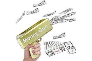 TIOHEAM Pistolet Billets, Tireur d'argent avec 100 Pièces d'argent Pistolet À Billets Prop, Pistolet Cash, pour Boîte Nuit, Cinéma, Jeu, Mariage, Anniversaire