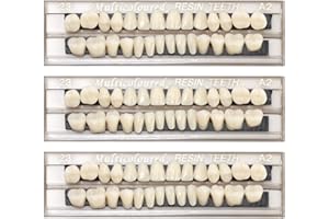 GBULTR 84Pcs False Teeth Acrylic Resin Upper Lower Fake Teeth Sets A2 Color Temporary Crowns Replacement for Missing Tooth Realistic False Teeth for Makeup Cosplay Moldable Denture Repair Kits