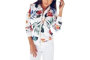 WZYYDS Veste De Sport Femme Court Chic Élégante Blouson Bombers Femme Pas Cher Printemps Automne Fleur Imprimé Léger Sweatshirt Bombers Casual Vintage Outwear Zippé Veste Randonnée Pas Cher A La Mode