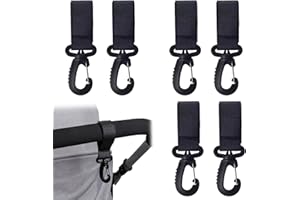 XPOOP Pack of 6 Pram Hooks Stroller Hooks for Changing Bags Carabiner Pram Bag Hook Pram Hooks for Shopping, Nappy Bags and Changing Rooms