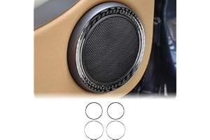KUNGKIC Carbon Fiber Car Door Speaker Ring Cover Trim Inner Sticker for Mini Cooper Clubman R55 R56 R57 Accessory (Black)