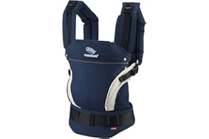 manduca First Baby Carrier > HempCotton navy < Marsupio in Tela Morbida (Canapa e Cotone Biologico), Cintura Ergonomica, Estensione della Schiena, 3 Posizioni, per Neonati e Bambini (3,5-20 kg), blu