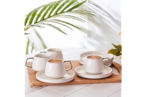 Karaca - Servizio da tè Saturn per 6 persone, 90 ml, in porcellana, per caffè, tè, latte, caffè turco tradizionale, espresso