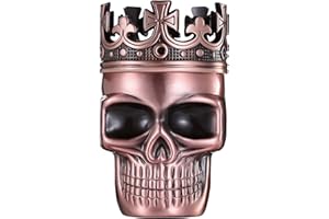 Golden Bell Spice Grinder 1.5 inch Grinder Full Metal Skull Grinders with Magnetic Lid and Pollen Catcher 3 Part Red Bronze for Halloween Decoration