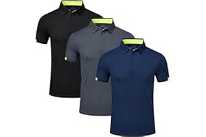 Csqtongan Paquete de 3 polos de golf para hombre, manga corta, transpirables, paquete múltiple