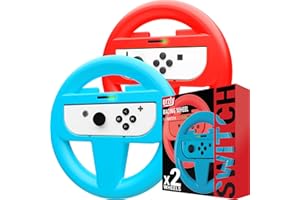 Orzly 2*Volants pour Nintendo Switch - 1* Volant Rouge + 1* Volant Bleu pour Les manettes Joy-Cons de la Console Nintendo Switch - Twin Pack