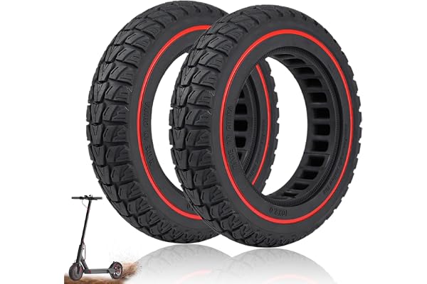 Pneu 10 Pouces Trottinette Electrique 10 x2.0-6.1, Pneu Plein Trotinette 10 Pouces, Roue Increvable Trotinette Electrique, 2 Pcs Roue Tubeless Scooter 10x2.0