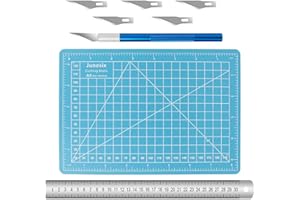 DEANKEJI Cutting Mat, A5 Bastelmatte (22 x 15 cm), Bastelunterlage Schnittfest mit Stahllineal und Stichel, zum Nähen von Matten, Mauspads, Schneidematten (Beidseitig)
