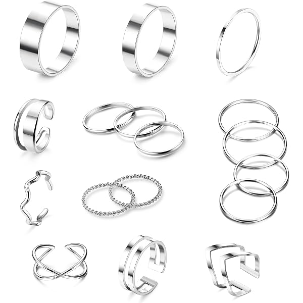 28 Bagues Femme Acier Inoxydable - Style Boho, Minimaliste, Empilables, Réglables | Lot Cadeau Pour Anniversaire, Fête