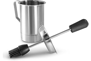 Bellemain Basting Pot and Brush Set - Silicone Basting Brush for Cooking, Smoking - Barbecue Brush for Sauce, BBQ Basting Brush for Grill - Meat Brush for Basting, BBQ Sauce Pot, Meat Baster Set