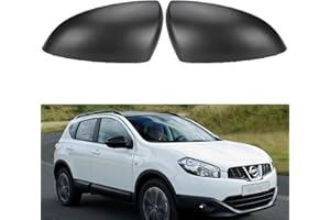 RASHION Coppia di coperture per specchietti retrovisori di ricambio per Nissan Qashqai 2007-2014 lato sinistro e destro (nero)